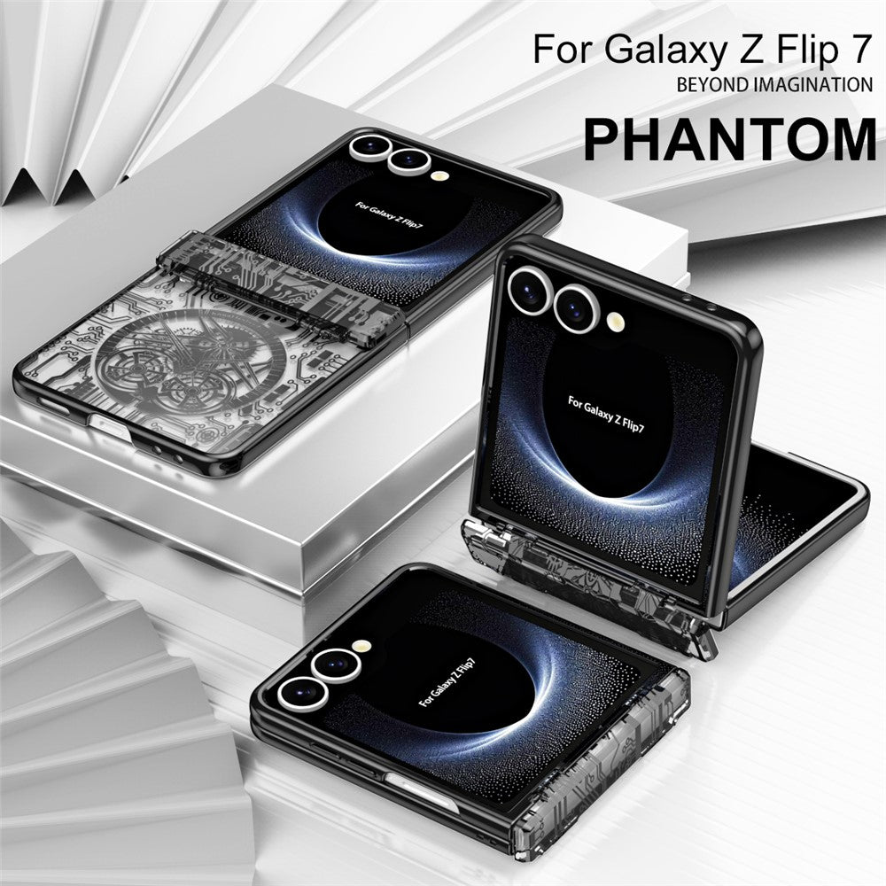 For Samsung Galaxy Z Flip7 5G Case Mechanical Legend Electroplating PC Phone Cover - Black