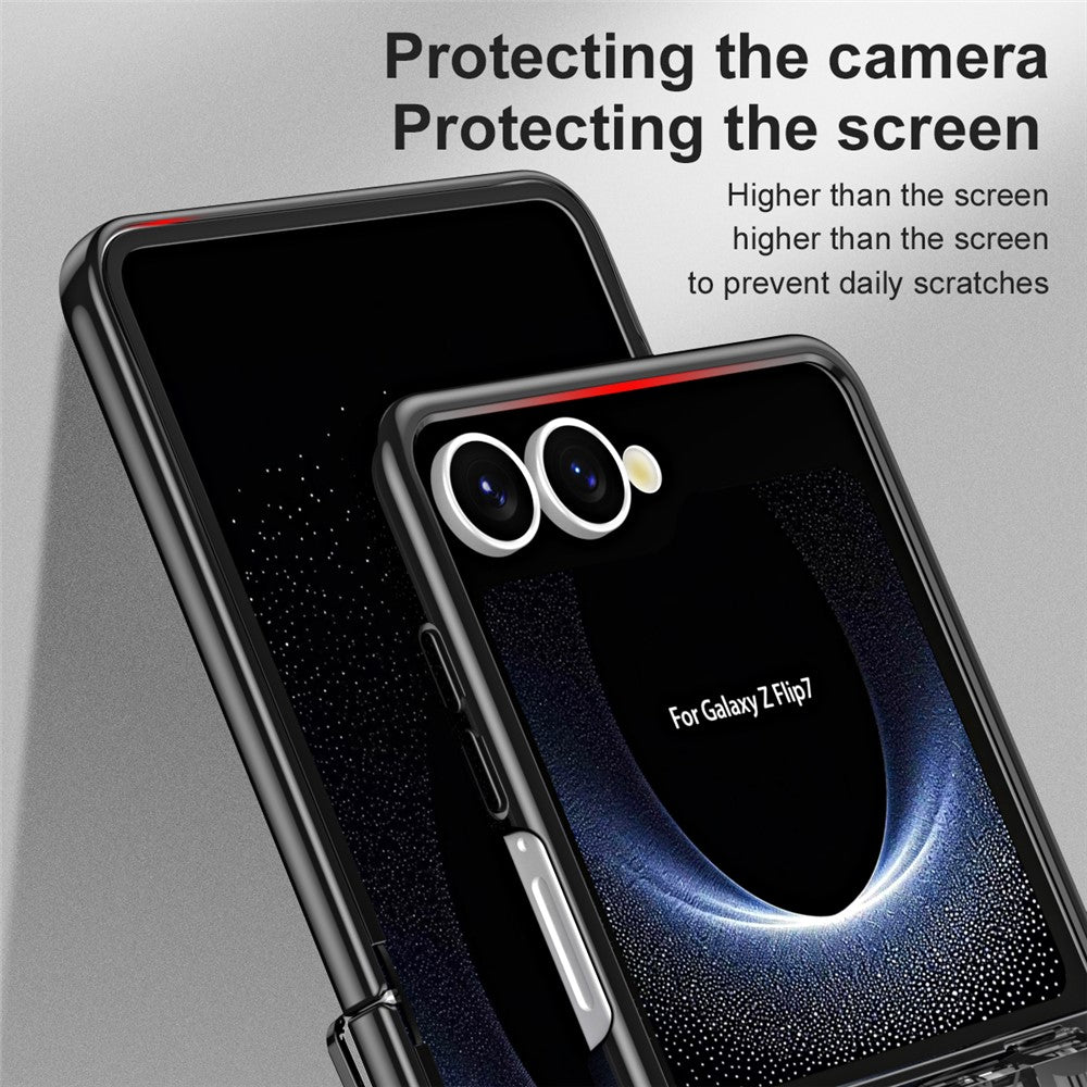 For Samsung Galaxy Z Flip7 5G Case Mechanical Legend Electroplating PC Phone Cover - Black