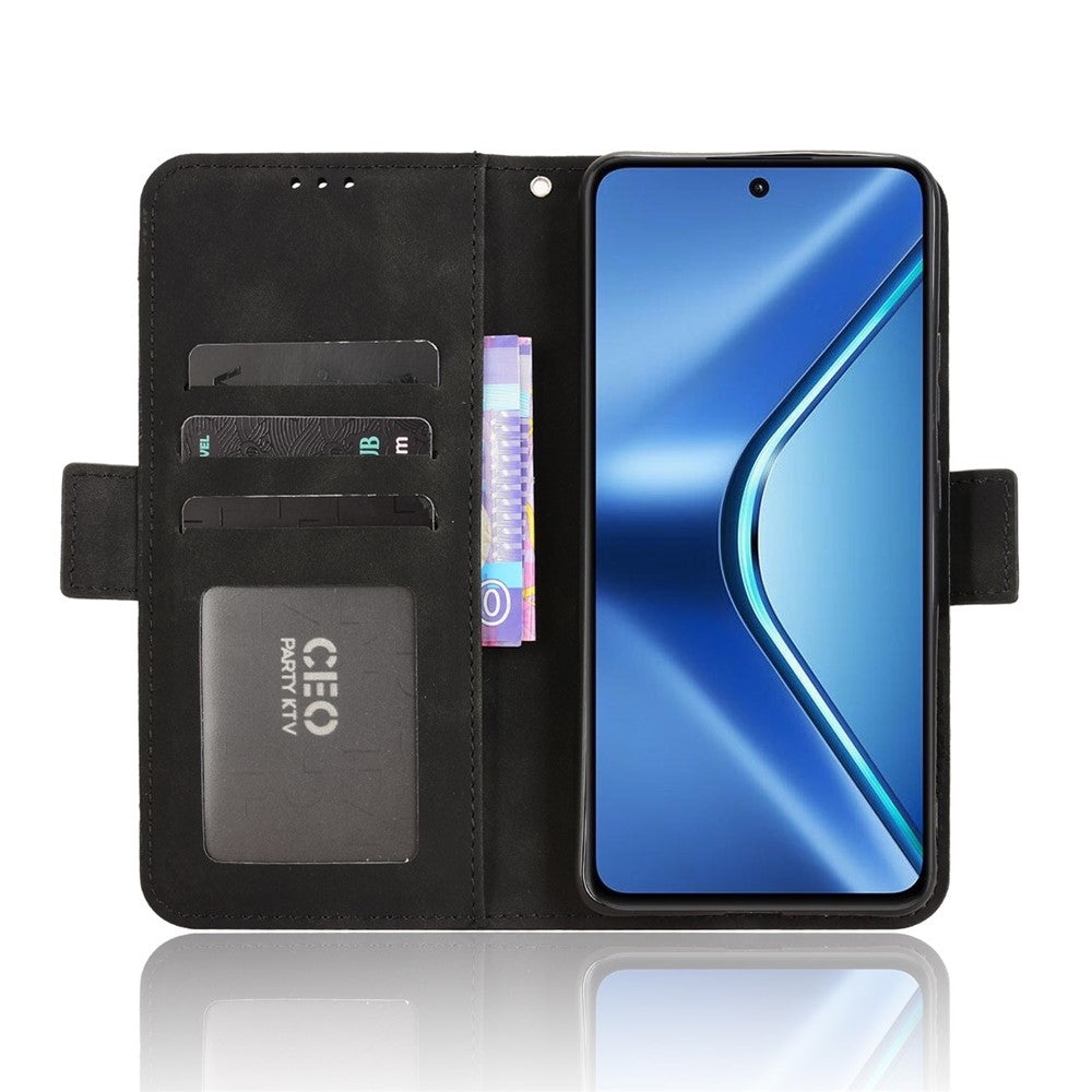 For Oppo K13 5G Leather Case Phone Wallet Cover with Multiple Card Slots - Black