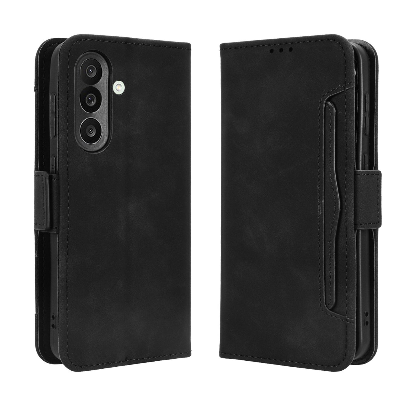 For Samsung Galaxy M56 5G Leather Case Phone Wallet Cover with Multiple Card Slots - Black