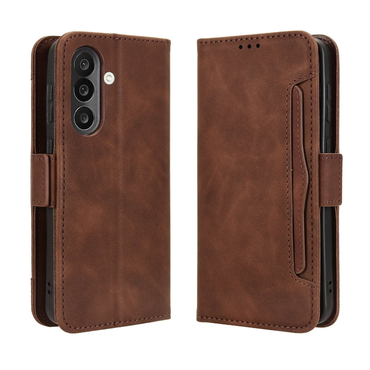 For Samsung Galaxy M56 5G Leather Case Phone Wallet Cover with Multiple Card Slots - Brown