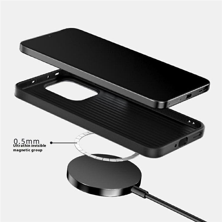 ABEEL For Oppo Reno14 5G (Global) Case Compatible with MagSafe Carbon Fiber Texture Back Cover - Black