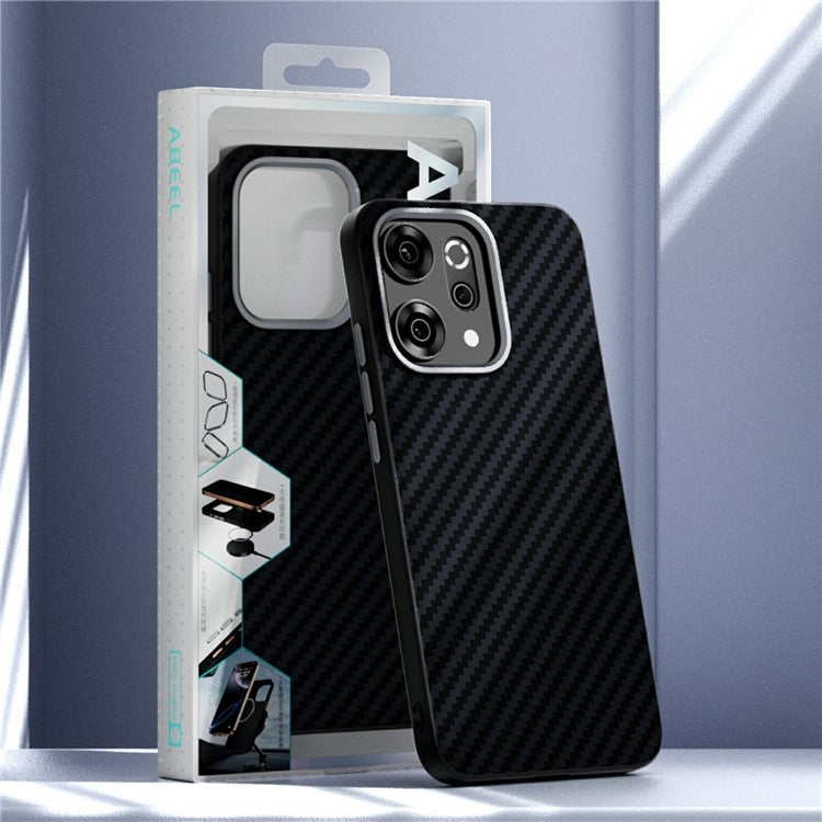 ABEEL For Oppo Reno14 5G (Global) Case Compatible with MagSafe Carbon Fiber Texture Back Cover - Black  /  Silver