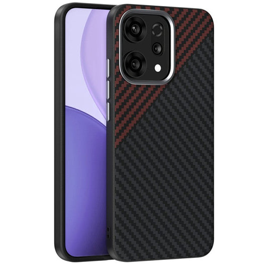 ABEEL For Oppo Reno14 5G (Global) Case Compatible with MagSafe Carbon Fiber Texture Back Cover - Black  /  Red