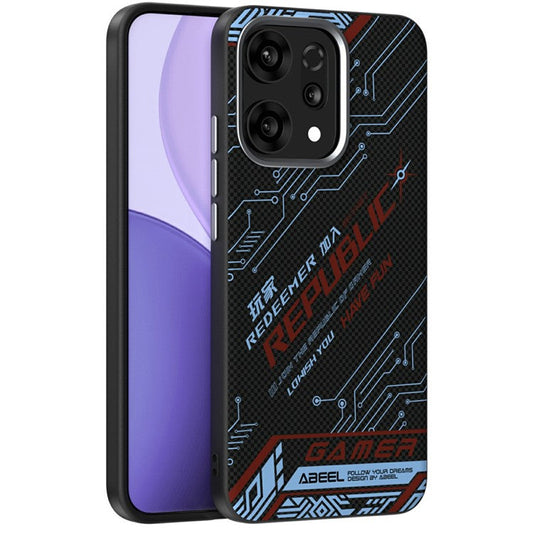 ABEEL For Oppo Reno14 5G (Global) Case Compatible with MagSafe Printed PC TPU Aluminum Alloy Leather Phone Cover - Outstanding No. 4