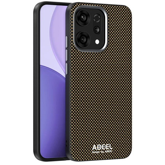 ABEEL For Oppo Reno14 5G (Global) Case Compatible with MagSafe Printed PC TPU Aluminum Alloy Leather Phone Cover - Gold