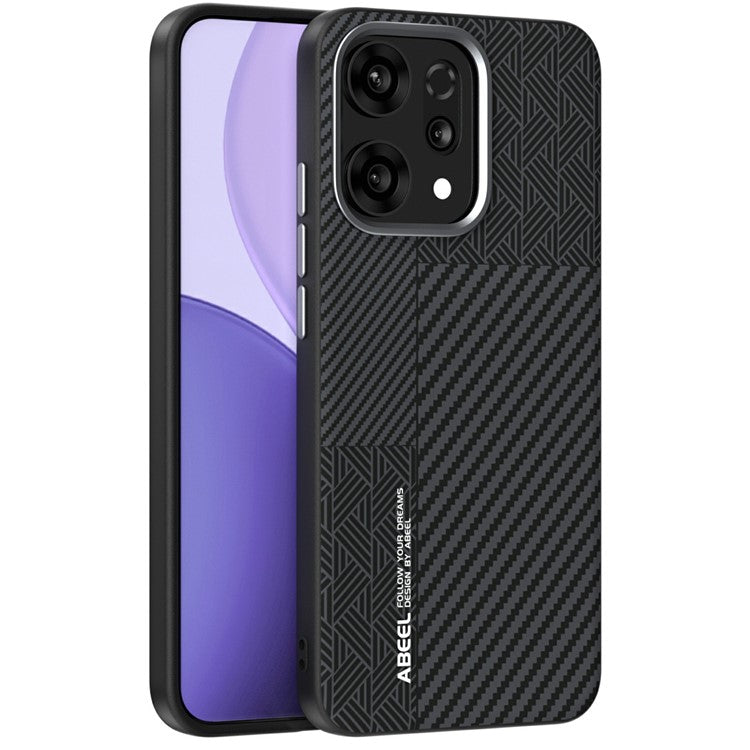 ABEEL For Oppo Reno14 5G (Global) Case PC + TPU + Aluminum Alloy + PU Leather Phone Cover Compatible with MagSafe - Texture 1