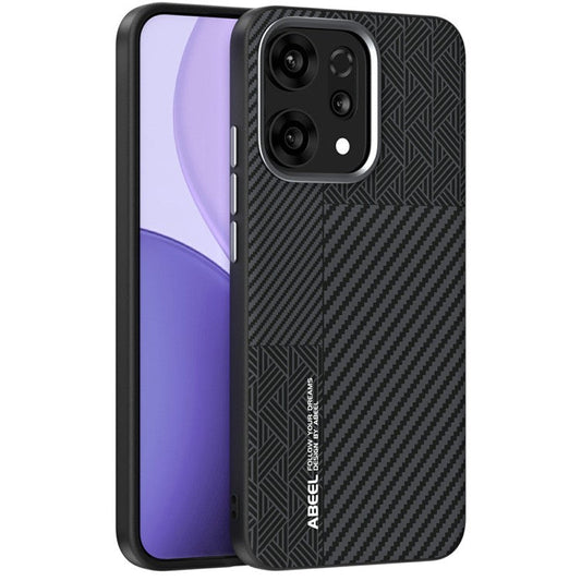 ABEEL For Oppo Reno14 5G (Global) Case PC + TPU + Aluminum Alloy + PU Leather Phone Cover Compatible with MagSafe - Texture 1