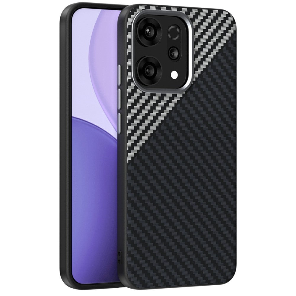 ABEEL For Oppo Reno14 Pro 5G (Global) Case Compatible with MagSafe Carbon Fiber Texture Back Cover - Black  /  Silver