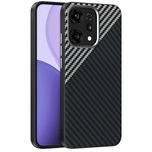 ABEEL For Oppo Reno14 Pro 5G (Global) Case Compatible with MagSafe Carbon Fiber Texture Back Cover - Black  /  Silver