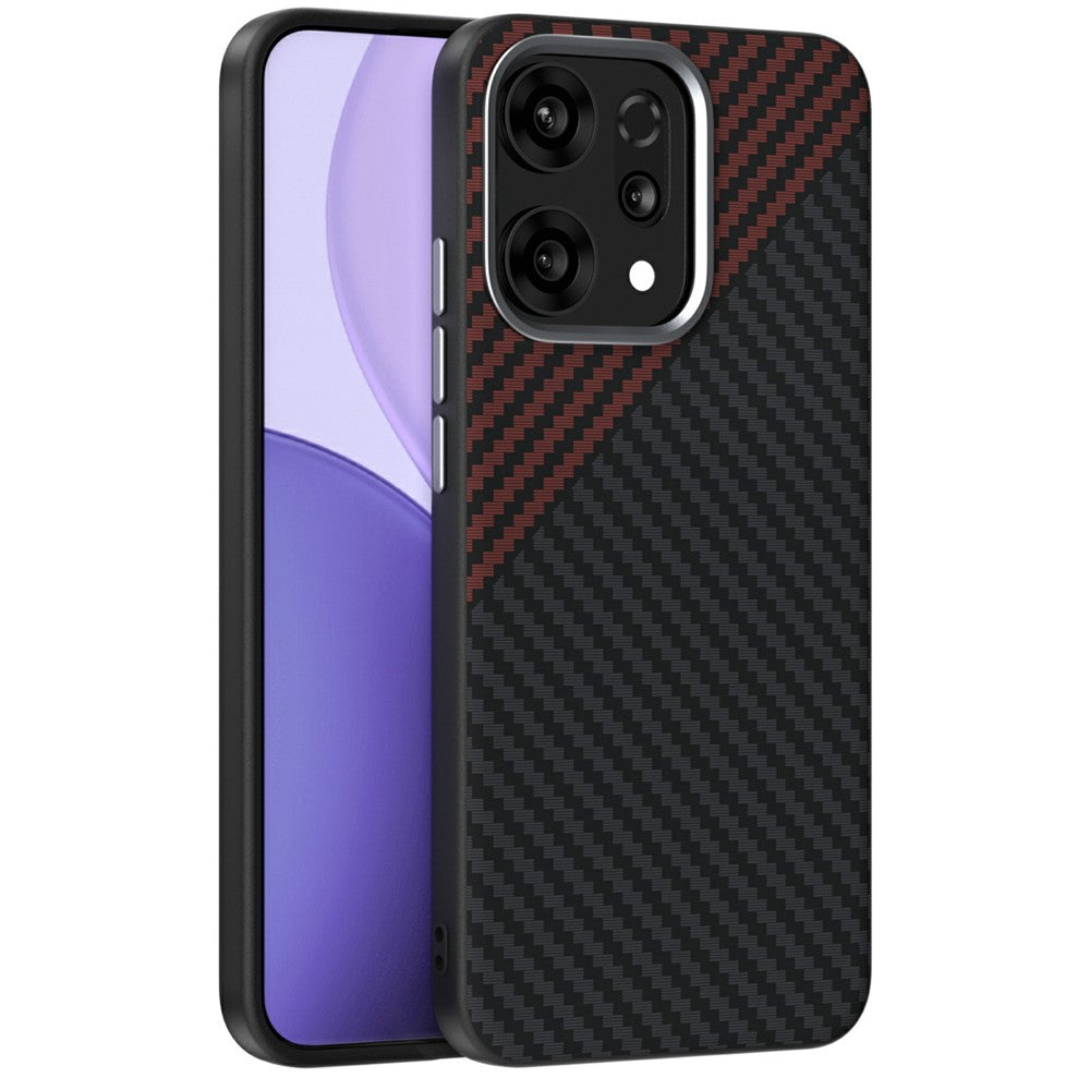 ABEEL For Oppo Reno14 Pro 5G (Global) Case Compatible with MagSafe Carbon Fiber Texture Back Cover - Black  /  Red
