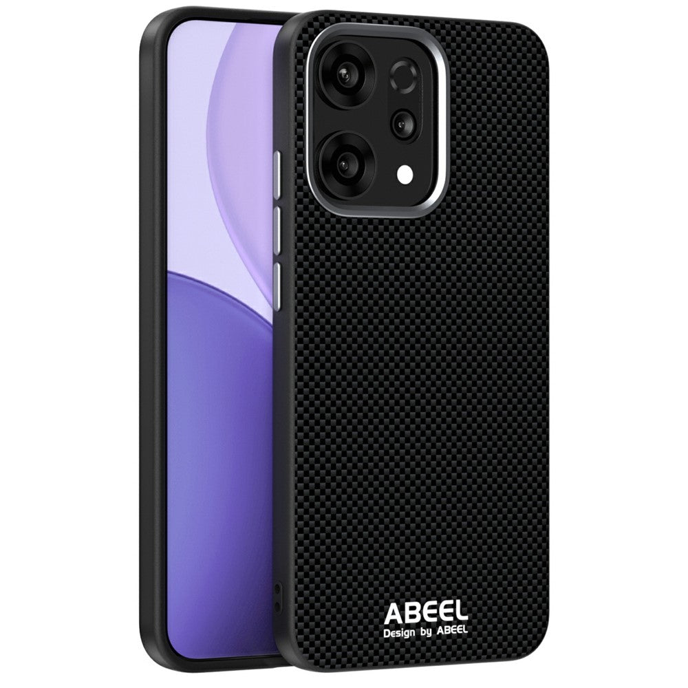 ABEEL For Oppo Reno14 Pro 5G (Global) Case Compatible with MagSafe Printed PC TPU Aluminum Alloy Leather Phone Cover - Black