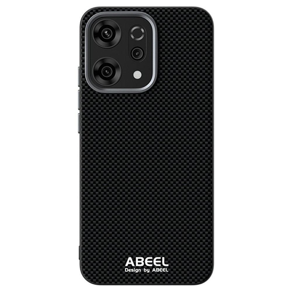 ABEEL For Oppo Reno14 Pro 5G (Global) Case Compatible with MagSafe Printed PC TPU Aluminum Alloy Leather Phone Cover - Black