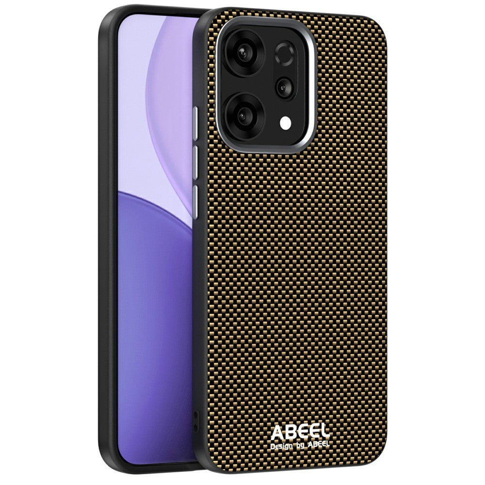 ABEEL For Oppo Reno14 Pro 5G (Global) Case Compatible with MagSafe Printed PC TPU Aluminum Alloy Leather Phone Cover - Gold