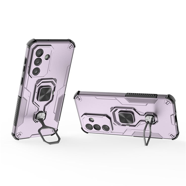 For Samsung Galaxy M56 5G Case Rotatable Ring Kickstand PC + TPU Shockproof Phone Cover - Purple