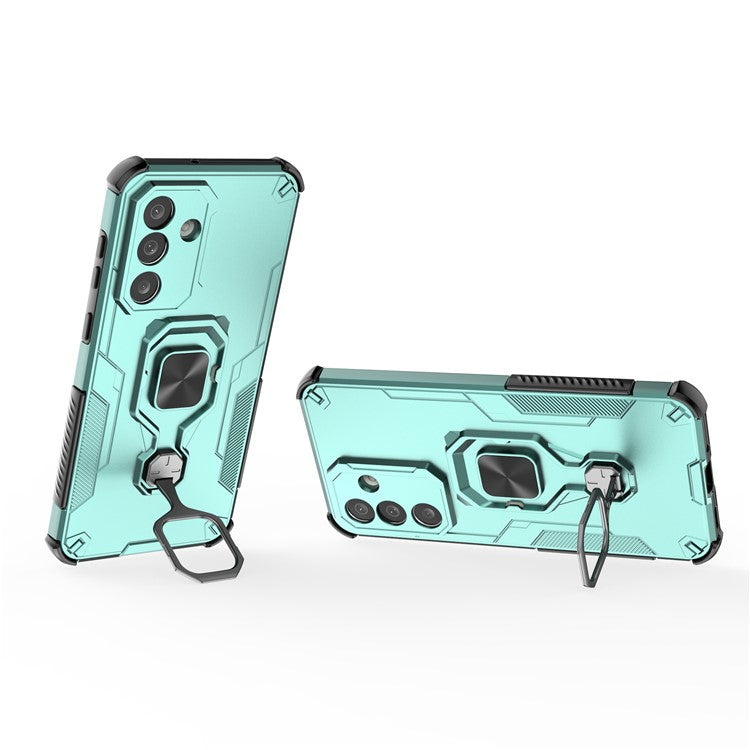 For Samsung Galaxy M56 5G Case Rotatable Ring Kickstand PC + TPU Shockproof Phone Cover - Green