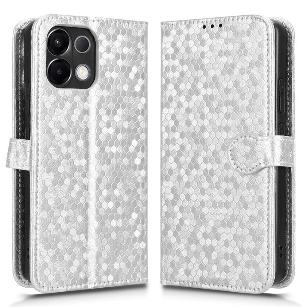 For Oppo K13 5G  /  K12s Wallet Case Dot Pattern Imprint PU Leather Phone Cover - Silver