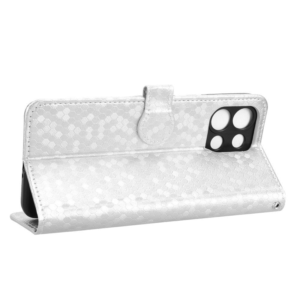 For Oppo K13 5G  /  K12s Wallet Case Dot Pattern Imprint PU Leather Phone Cover - Silver