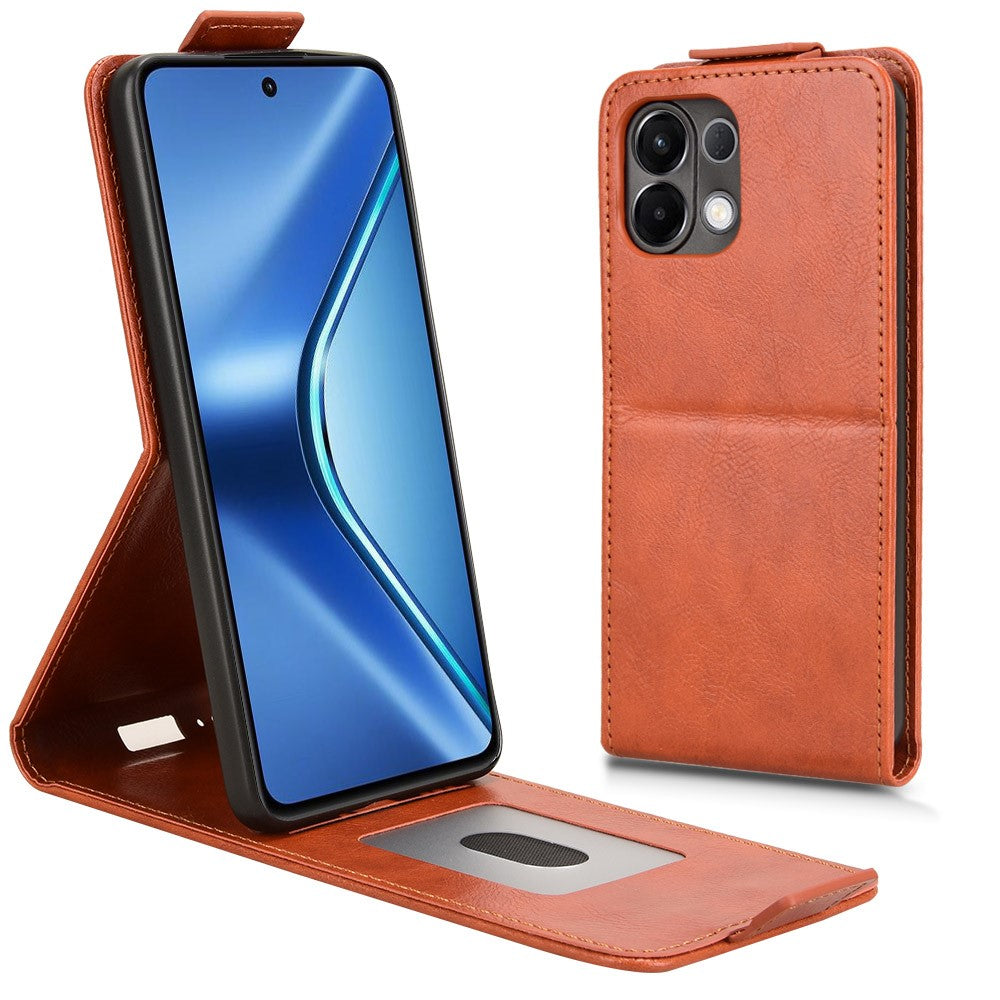 For Oppo K13 5G  /  K12s Stand Case Magnetic Clasp Vertical Flip Leather Phone Cover with Card Holder - Orange