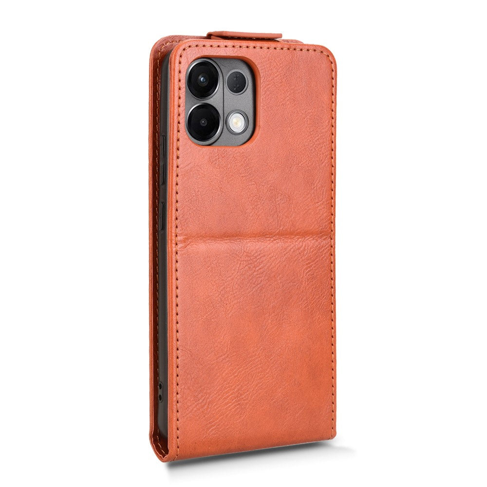 For Oppo K13 5G  /  K12s Stand Case Magnetic Clasp Vertical Flip Leather Phone Cover with Card Holder - Orange