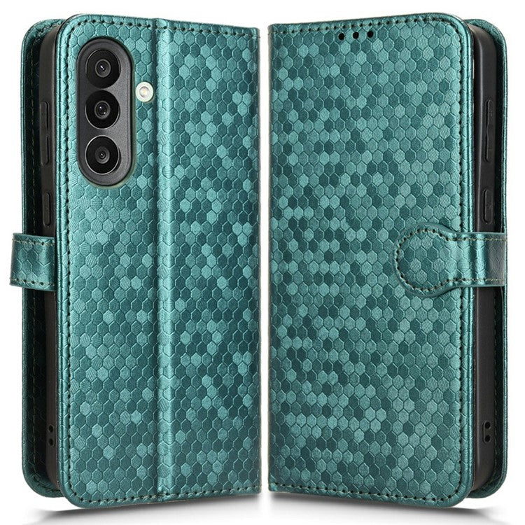 For Samsung Galaxy M56 5G Wallet Case Dot Pattern Imprint PU Leather Phone Cover - Green