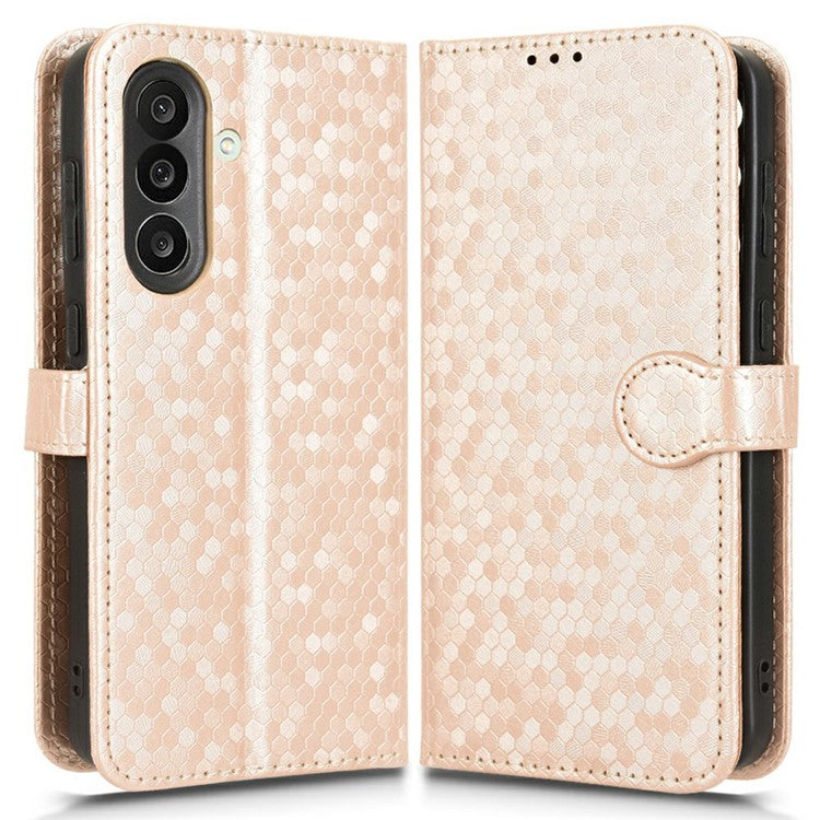 For Samsung Galaxy M56 5G Wallet Case Dot Pattern Imprint PU Leather Phone Cover - Rose Gold