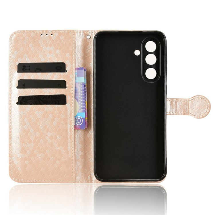 For Samsung Galaxy M56 5G Wallet Case Dot Pattern Imprint PU Leather Phone Cover - Rose Gold