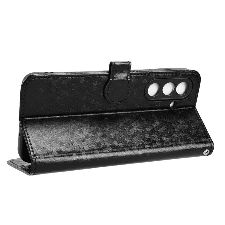 For Samsung Galaxy M56 5G Wallet Case Dot Pattern Imprint PU Leather Phone Cover - Black