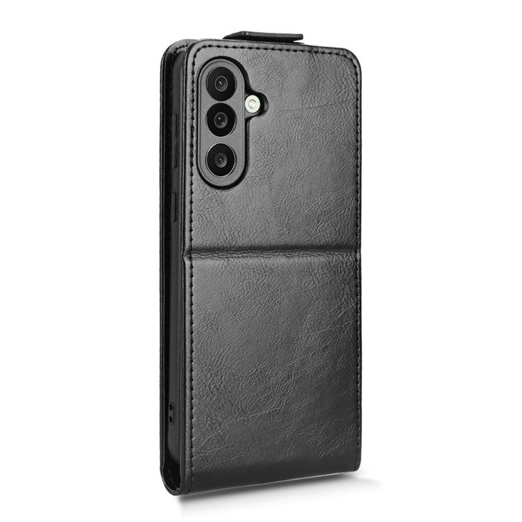 For Samsung Galaxy M56 5G Stand Case Magnetic Clasp Vertical Flip Leather Phone Cover with Card Holder - Black
