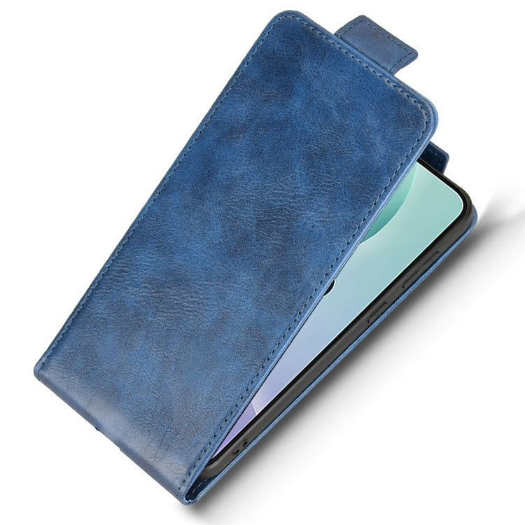For Samsung Galaxy M56 5G Stand Case Magnetic Clasp Vertical Flip Leather Phone Cover with Card Holder - Dark Blue