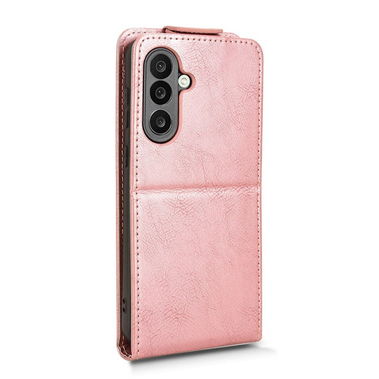 For Samsung Galaxy M56 5G Stand Case Magnetic Clasp Vertical Flip Leather Phone Cover with Card Holder - Rose Gold