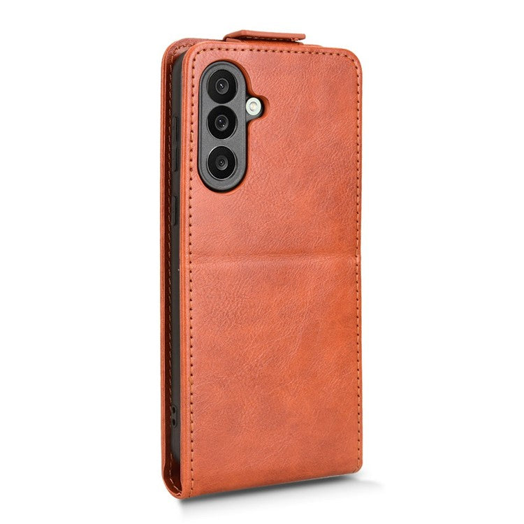 For Samsung Galaxy M56 5G Stand Case Magnetic Clasp Vertical Flip Leather Phone Cover with Card Holder - Orange