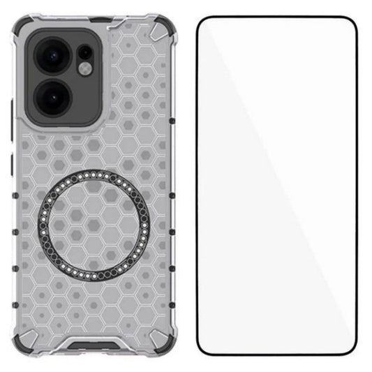 For Oppo Reno13 F 5G Case Compatible with MagSafe WANLONFENG FC Series TPU + PC Phone Cover with Tempered Glass - Transparent