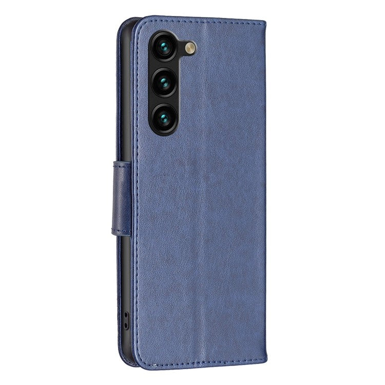 BF Imprinting Pattern Series-4 for Samsung Galaxy S23+ PU Leather Flip Phone Case Imprinted Butterflies Stand Wallet Folio Cover - Dark Blue