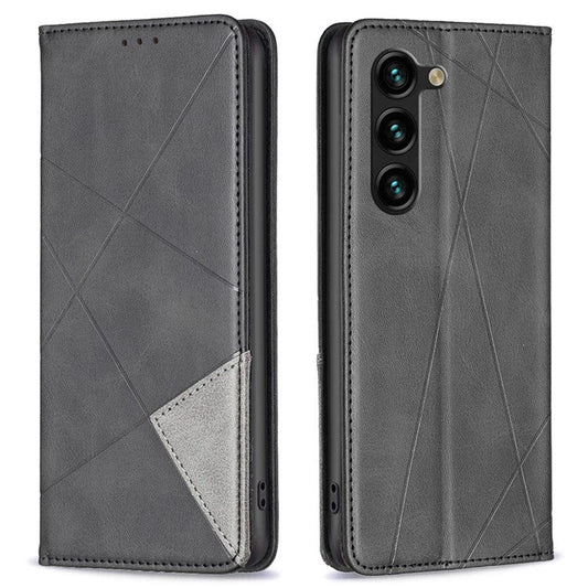 For Samsung Galaxy S23+ BF Imprinting Pattern Series-1 Geometric Imprinted PU Leather Full Protection Cover Magnetic Auto-absorbed Card Holder Phone Stand Case - Black