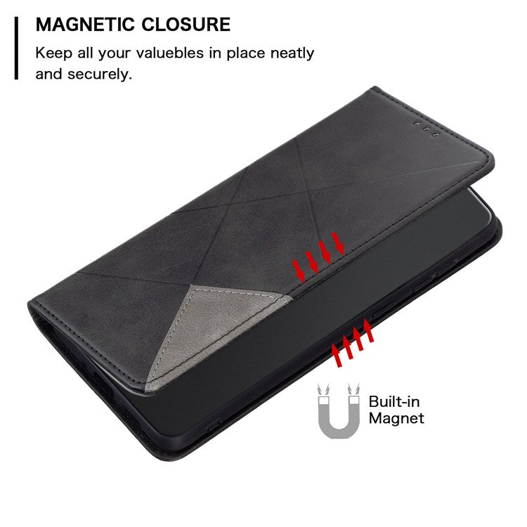For Samsung Galaxy S23+ BF Imprinting Pattern Series-1 Geometric Imprinted PU Leather Full Protection Cover Magnetic Auto-absorbed Card Holder Phone Stand Case - Black