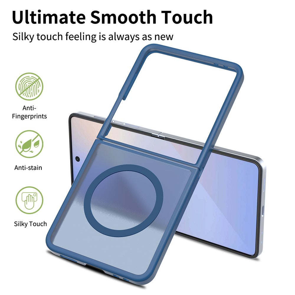 For Samsung Galaxy Z Flip7 5G Case Compatible with MagSafe TPU Frame Acrylic Back Phone Cover Skin Touch - Blue