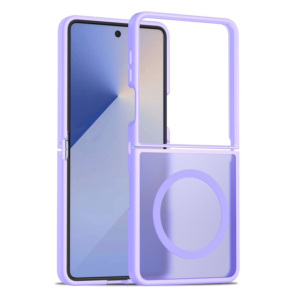 For Samsung Galaxy Z Flip7 5G Case Compatible with MagSafe TPU Frame Acrylic Back Phone Cover Skin Touch - Purple