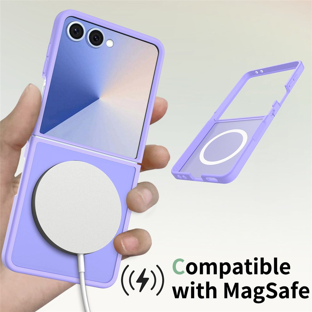 For Samsung Galaxy Z Flip7 5G Case Compatible with MagSafe TPU Frame Acrylic Back Phone Cover Skin Touch - Purple