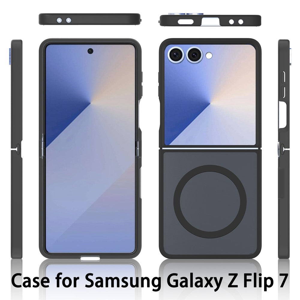 For Samsung Galaxy Z Flip7 5G Case Compatible with MagSafe TPU Frame Acrylic Back Phone Cover Skin Touch - Purple