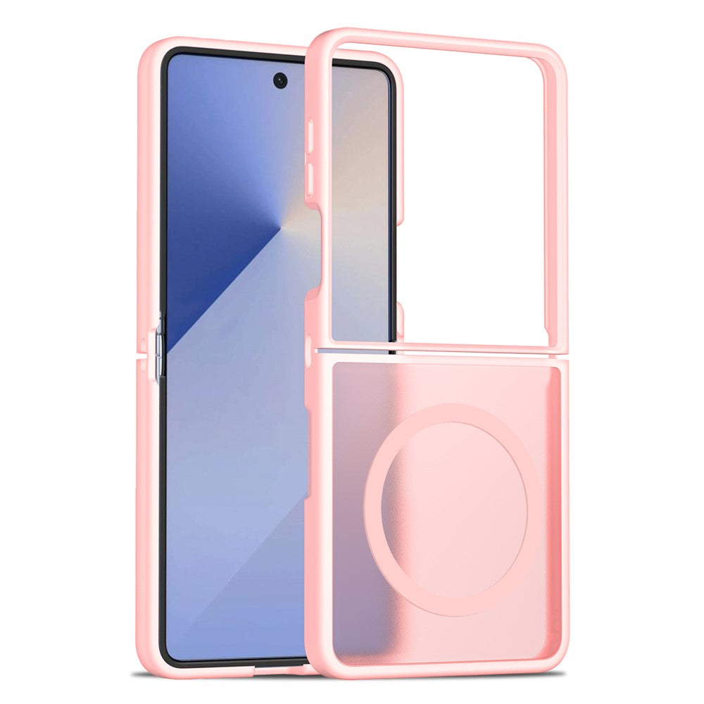 For Samsung Galaxy Z Flip7 5G Case Compatible with MagSafe TPU Frame Acrylic Back Phone Cover Skin Touch - Pink
