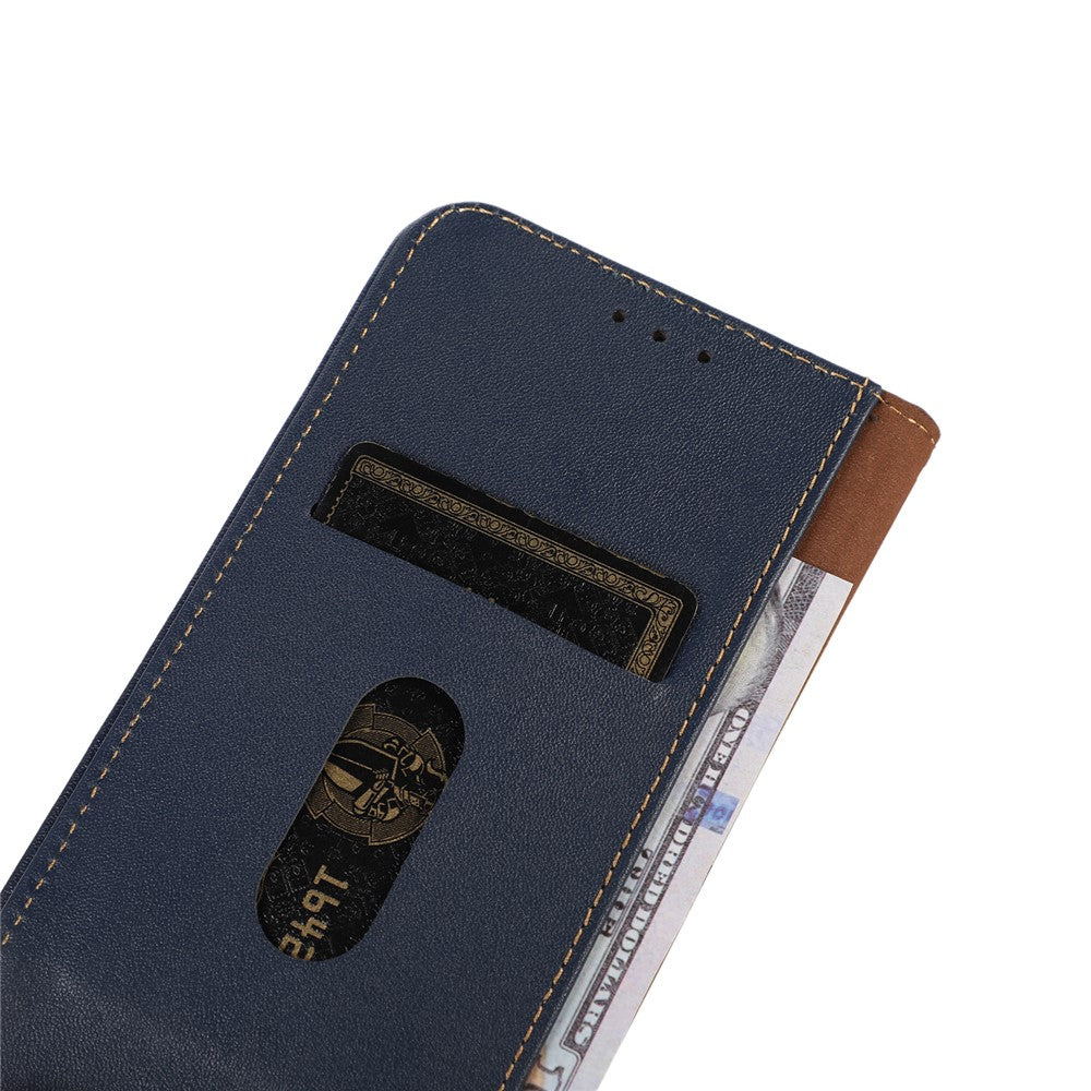 KHAZNEH For iPhone 17 Pro Max Case Wallet Genuine Cow Leather Phone Cover Nappa Texture - Blue