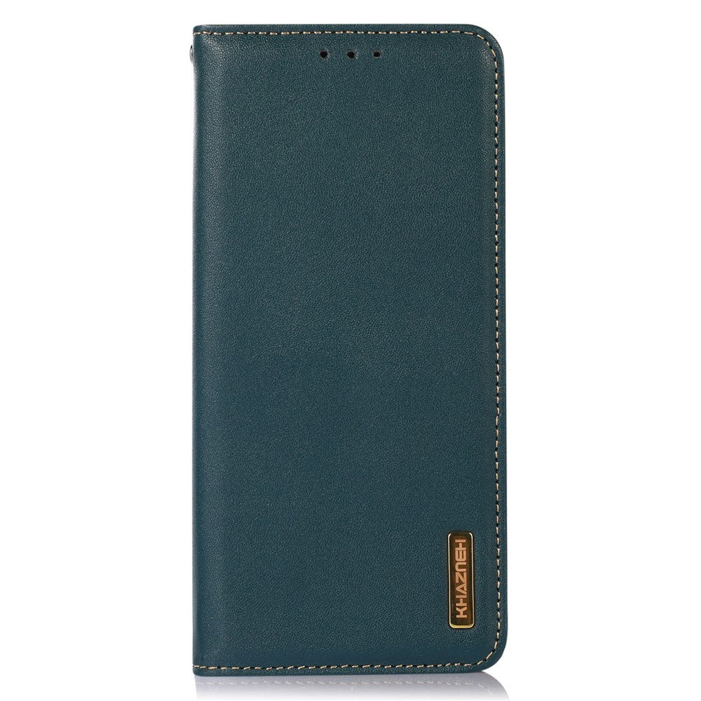 KHAZNEH For iPhone 17 Pro Max Case Wallet Genuine Cow Leather Phone Cover Nappa Texture - Green