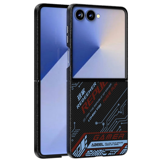 ABEEL For Samsung Galaxy Z Flip7 5G Case Compatible with MagSafe Printed PC Aluminum Alloy Leather Phone Cover - Outstanding No. 4