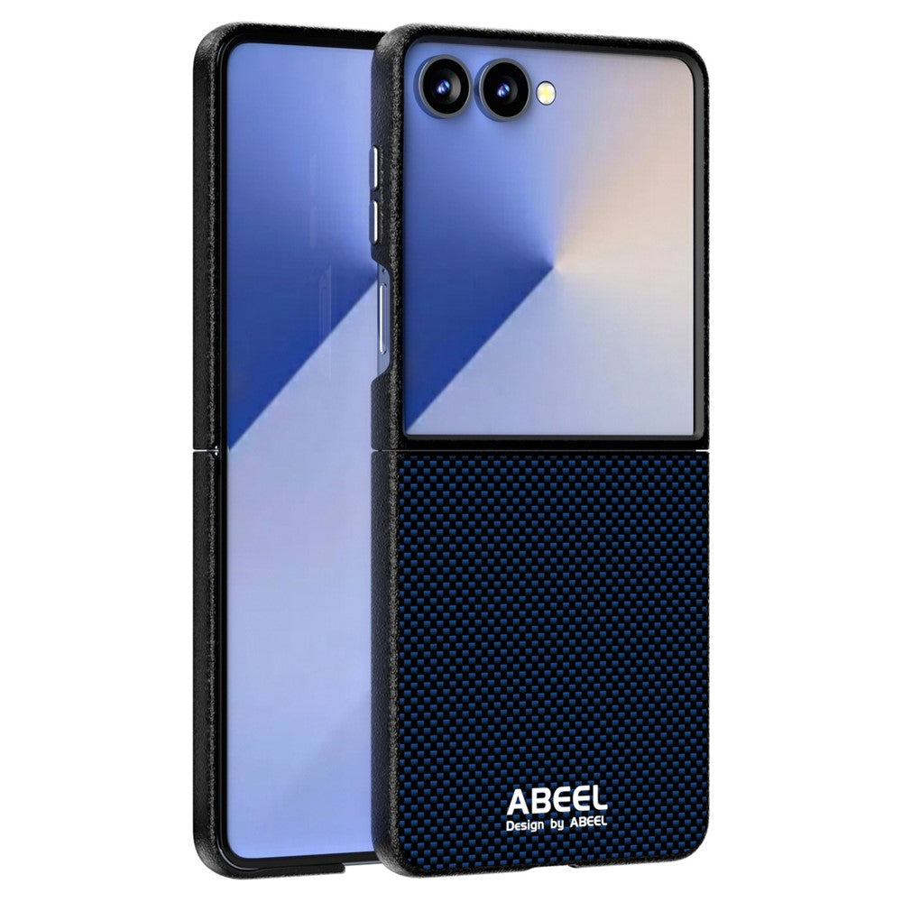 ABEEL For Samsung Galaxy Z Flip7 5G Case Compatible with MagSafe Printed PC Aluminum Alloy Leather Phone Cover - Blue