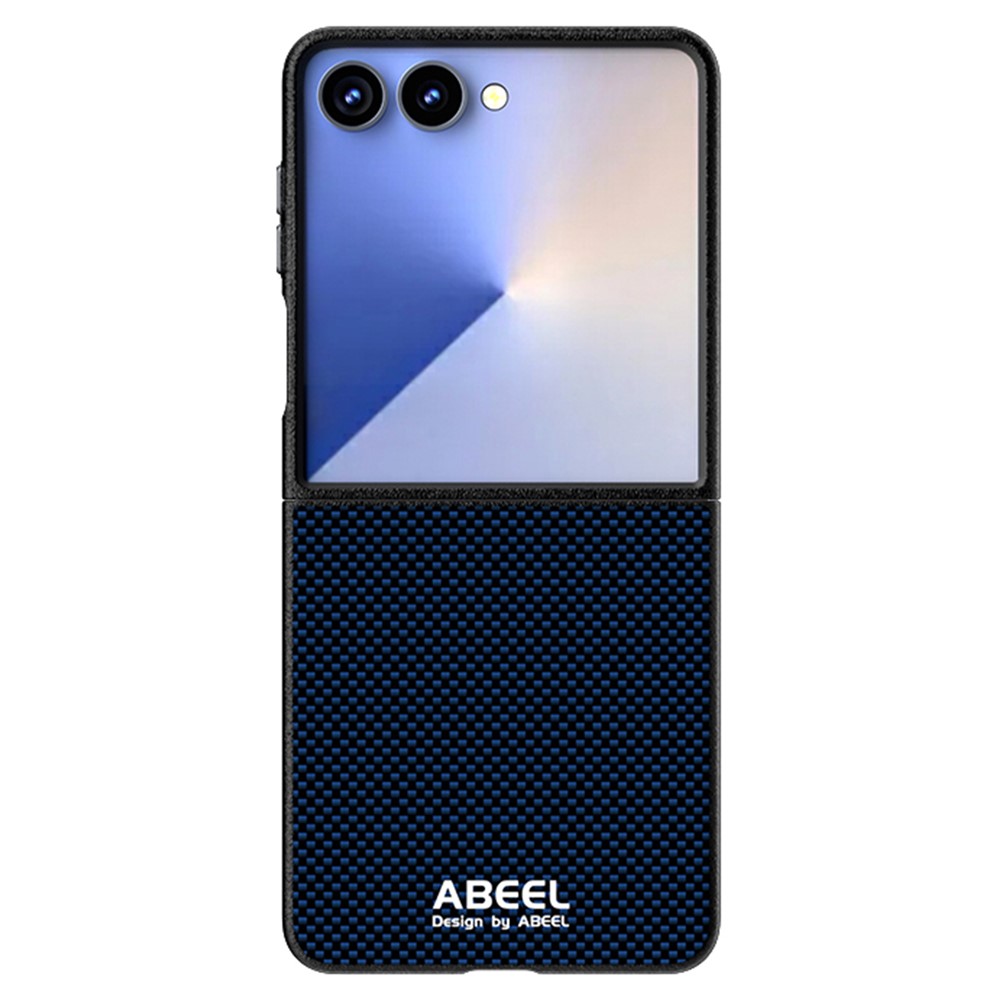 ABEEL For Samsung Galaxy Z Flip7 5G Case Compatible with MagSafe Printed PC Aluminum Alloy Leather Phone Cover - Blue