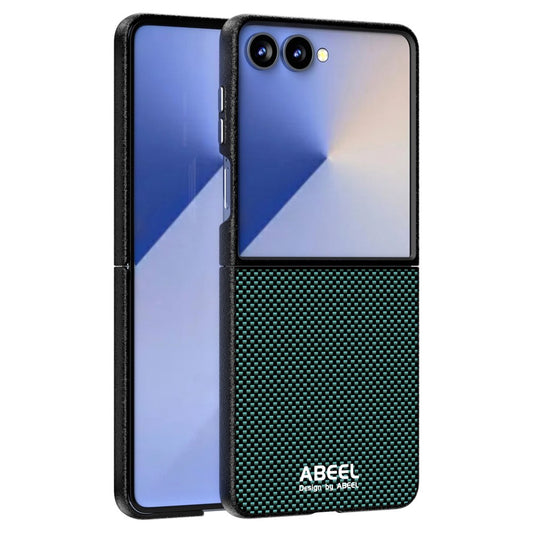 ABEEL For Samsung Galaxy Z Flip7 5G Case Compatible with MagSafe Printed PC Aluminum Alloy Leather Phone Cover - Green