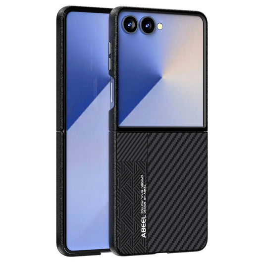 ABEEL For Samsung Galaxy Z Flip7 5G Case PC + Aluminum Alloy + PU Leather Phone Cover Compatible with MagSafe - Texture 1