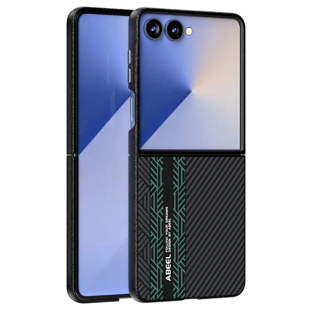 ABEEL For Samsung Galaxy Z Flip7 5G Case PC + Aluminum Alloy + PU Leather Phone Cover Compatible with MagSafe - Texture 2