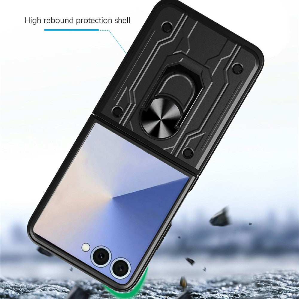For Samsung Galaxy Z Flip7 5G Case Kickstand PC Phone Back Cover - Black
